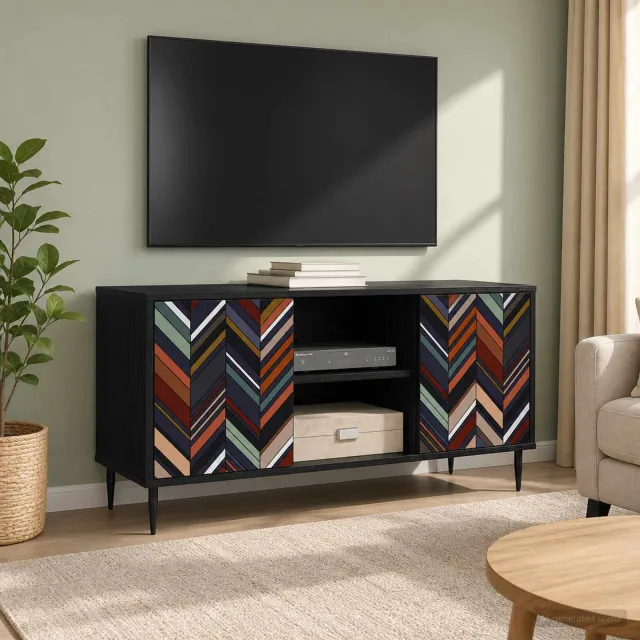 vidaXL Tv-meubel OMMEN 102 x 33 x 51 cm Zwart eiken Bewerkt hout, foto 2