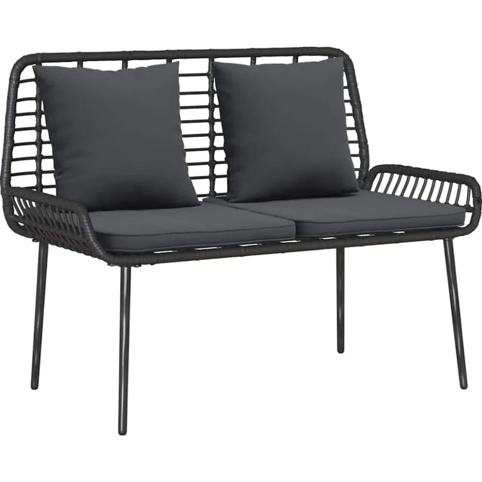 vidaXL Tuinbank Zwart en Anthraciet poly rattan