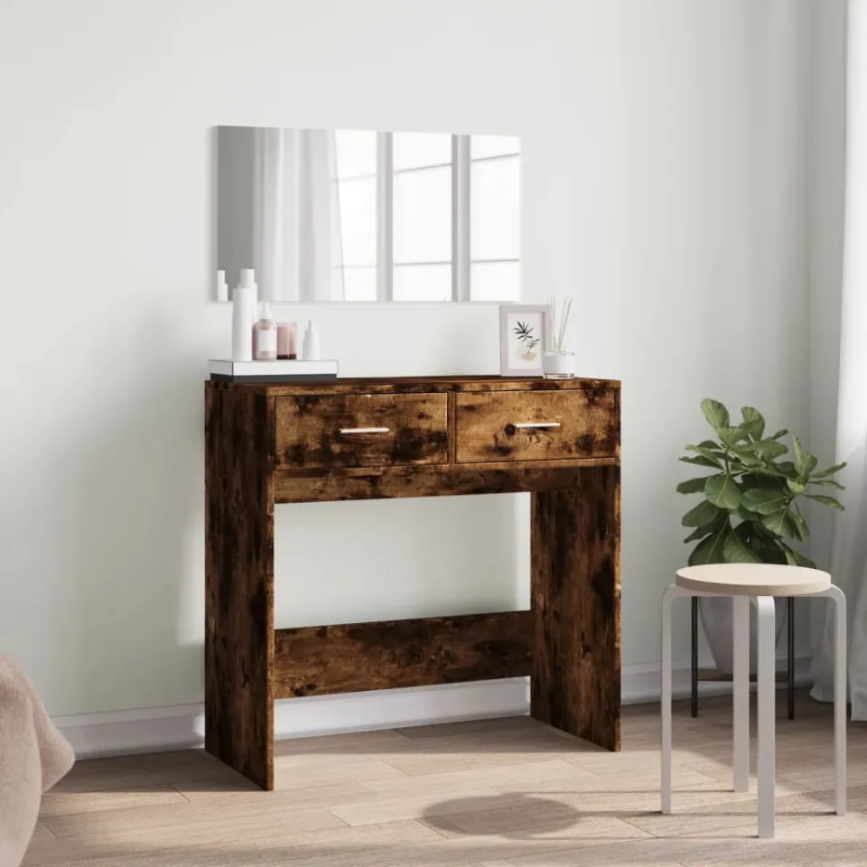 vidaXL Kaptafel met spiegel 80x39x80 cm gerookt eikenkleurig, foto 3