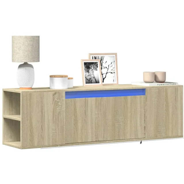 vidaXL Tv-wandmeubel met LED-verlichting 135x31x39,5 cm sonoma eiken Bruin