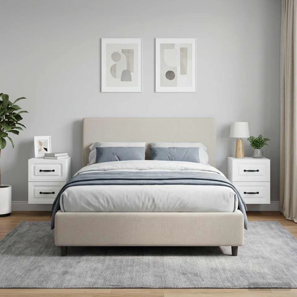vidaXL Wandbeugel Bedkast 2 st Wit 34,5 x 33 x 40 cm Bewerkt hout, foto 4