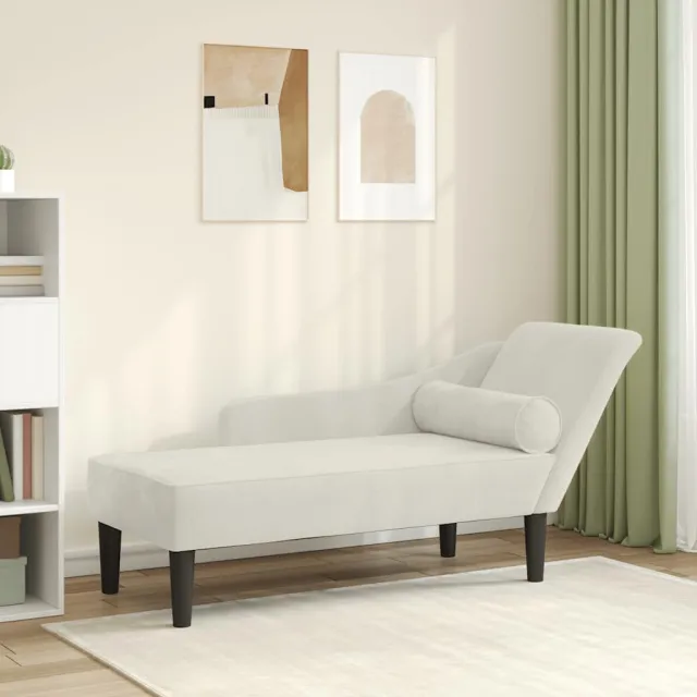 vidaXL Chaise longue met kussens fluweel crèmekleurig, foto 2