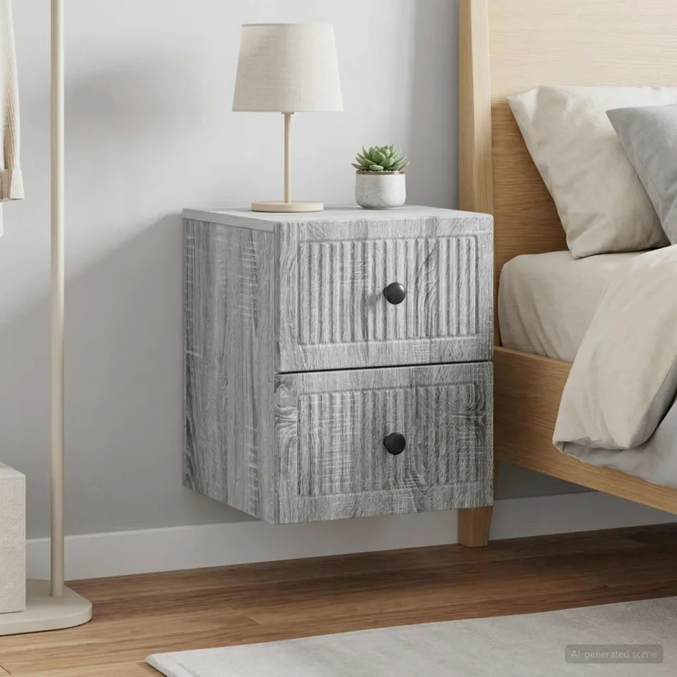 vidaXL Wandbeugel Bedkast 2 st Grijs sonoma 33 x 34,5 x 40 cm, foto 4