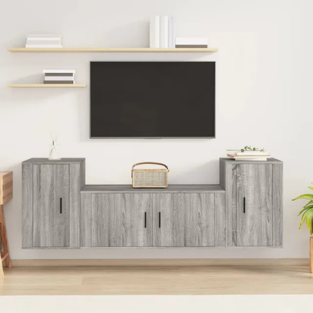 vidaXL 3-delige Tv-meubelset bewerkt hout grijs sonoma eikenkleurig, foto 2