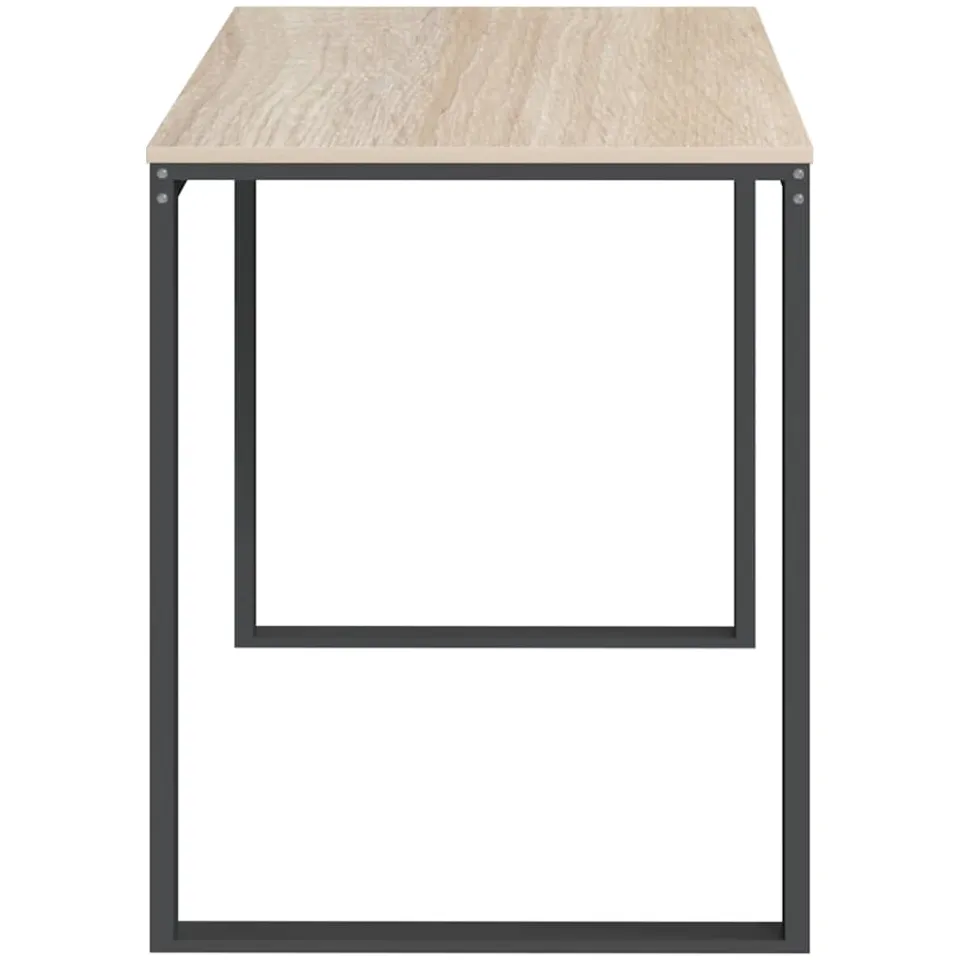 vidaXL Computerbureau 110x60x73 cm spaanplaat zwart en eikenkleurig, foto 4