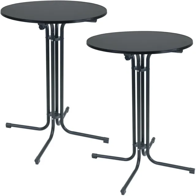 TRUTZHOLM Statafel - Set van 2 - Inklapbaar - Ø 80 cm - 110 cm hoog - Staal - Antraciet - Bartafel - Gastentafel - Feesttafel - Bistrotafel