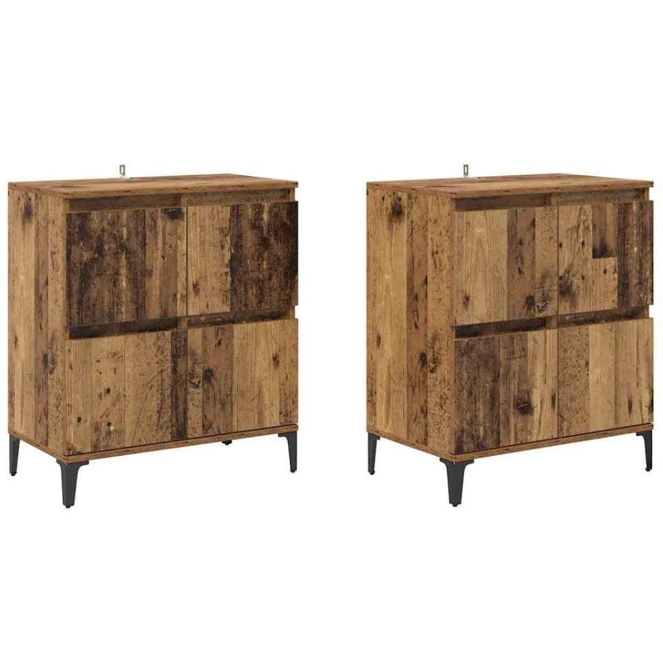 vidaXL Dressoirs 2 st Oud Hout 60 x 35 x 70 cm Bewerkt hout bruin, foto 3