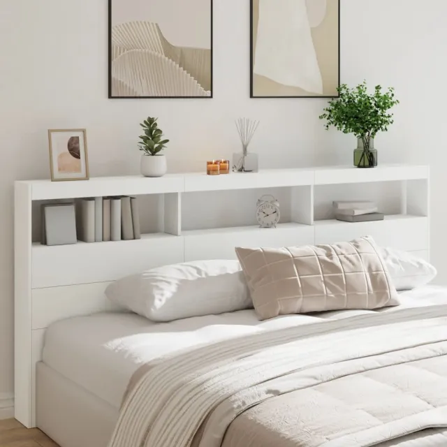 vidaXL Hoofdbordkast met LED-verlichting 220x17x102 cm wit