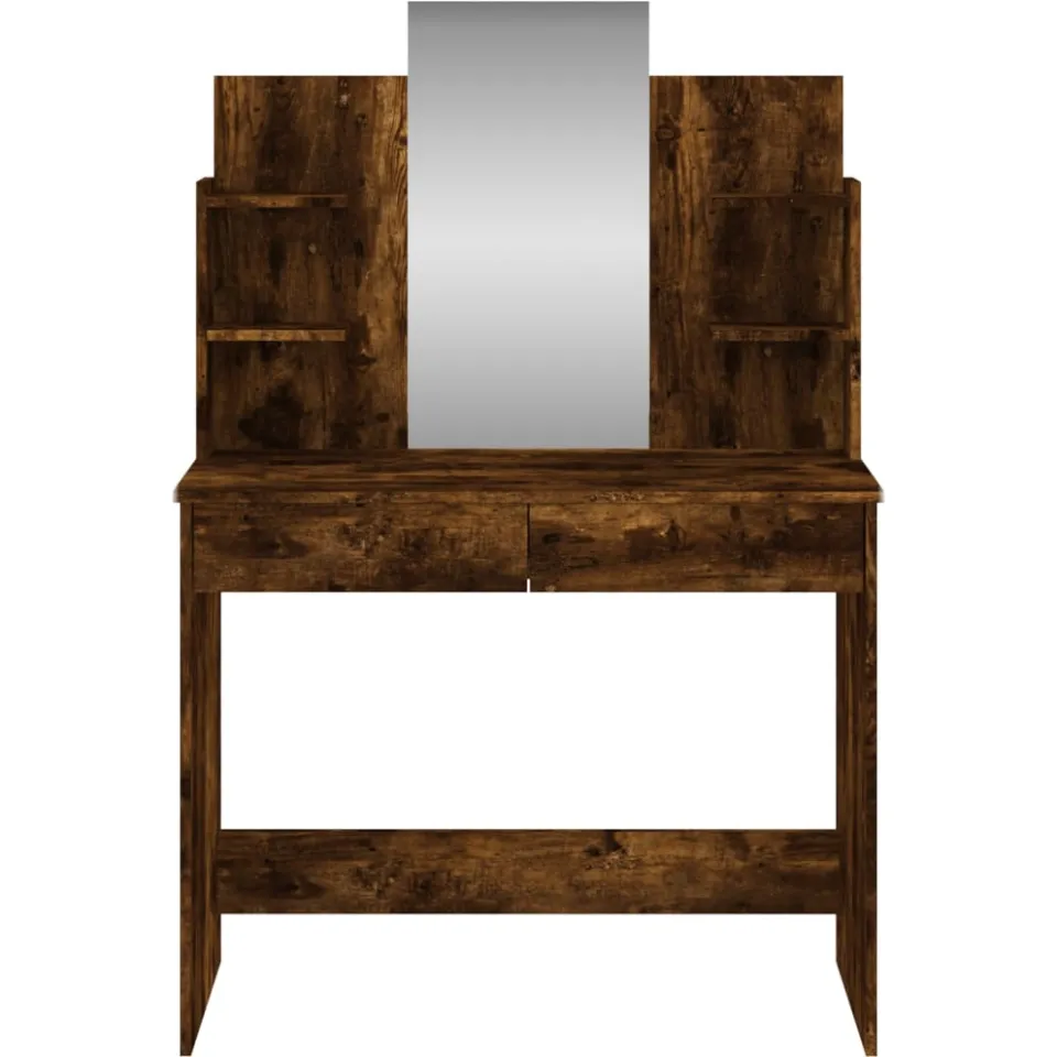 vidaXL Kaptafel met spiegel 96x39x142 cm gerookt eikenkleurig Bruin