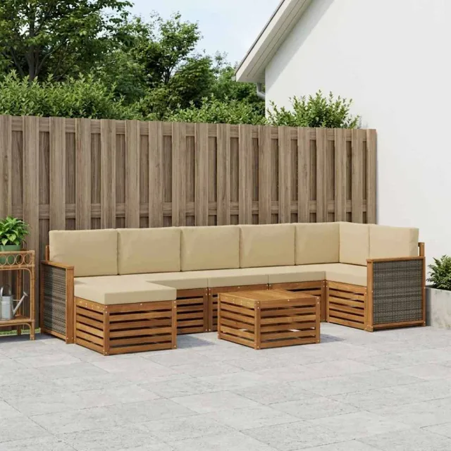 vidaXL Buiten bankenset 8 st 8-zits Natuurlijk en Beige