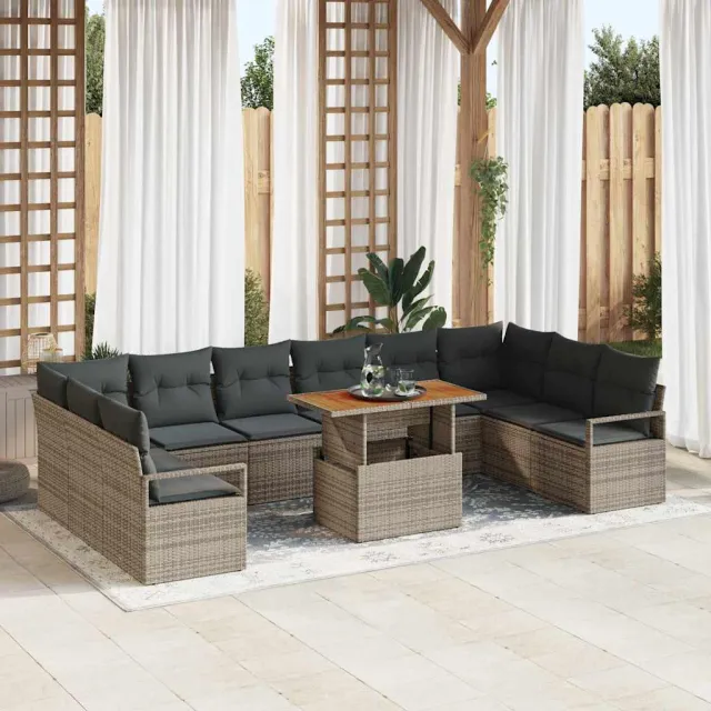 vidaXL Tuin Sofa Set 11 st Grijs Poly riet