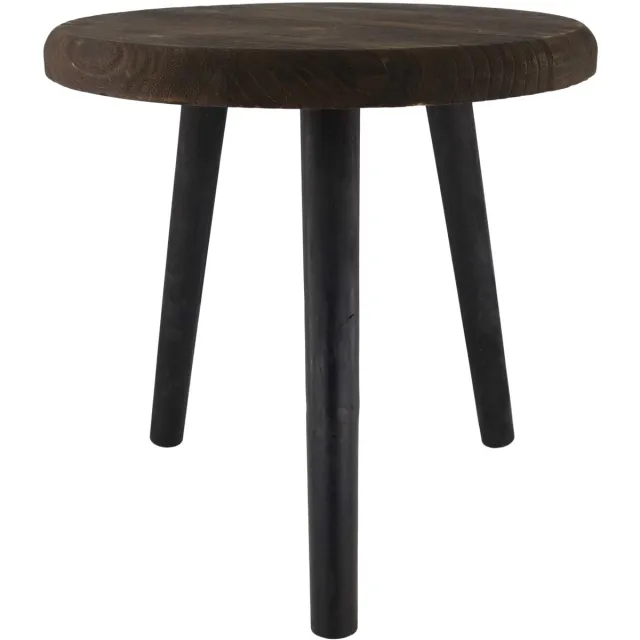 Naturel Collections Side table round paulownia wood 38x38x38cm bijzettafel donkerhout donker bruin