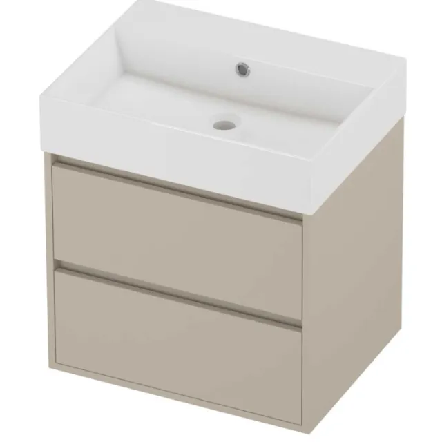 Proline Zara Badmeubelset Porselein Loft 60x46x65 cm Glans Wit Soft Linen Beige