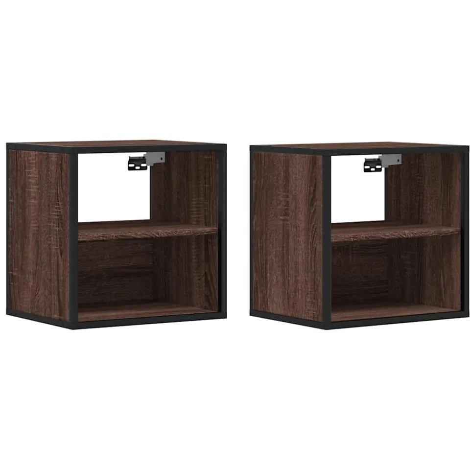 vidaXL Nachtkastjes 2st wandgemonteerd 40x31x39,5cm bruin eikenkleurig