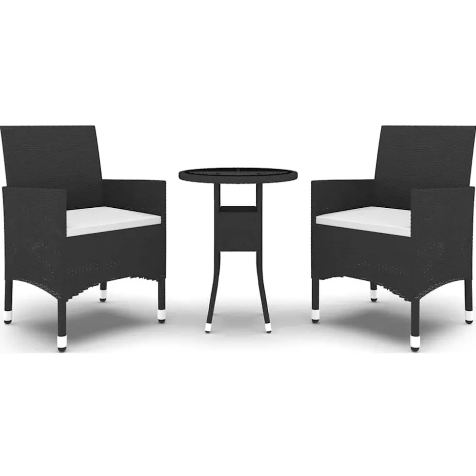 vidaXL 3-delige Tuinset poly rattan zwart, foto 3