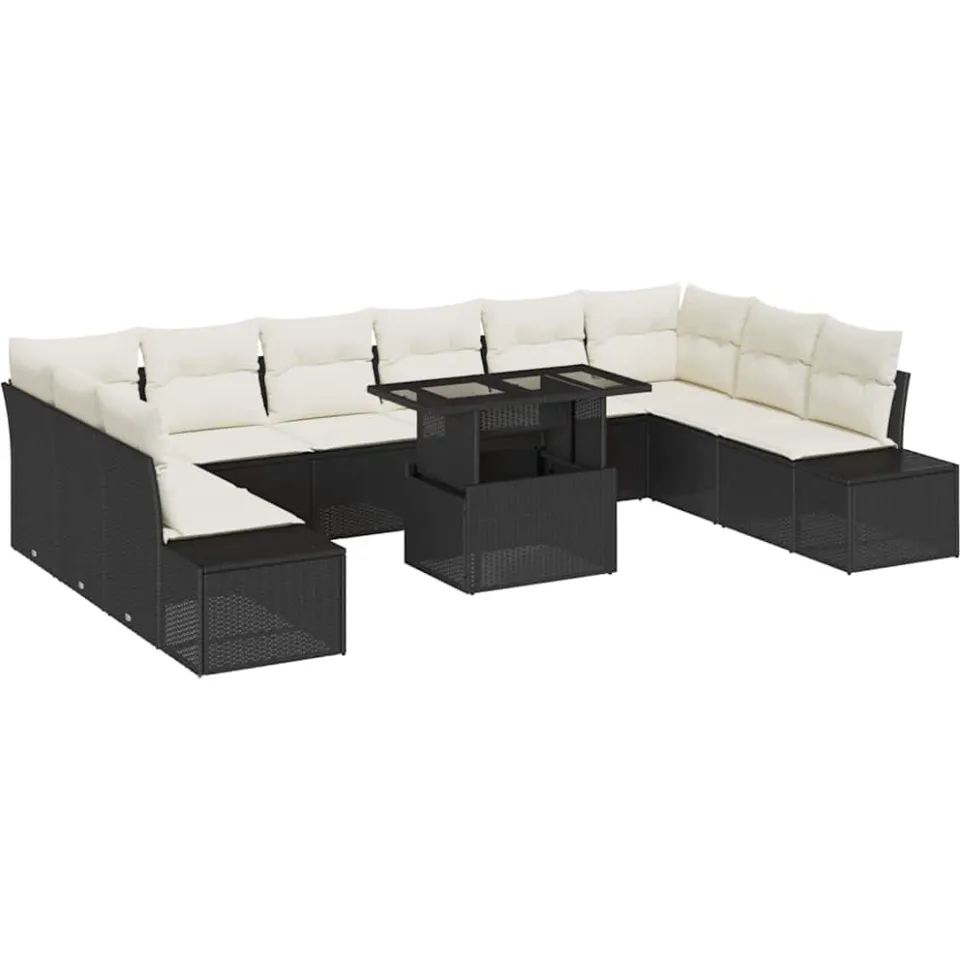 vidaXL Tuin Sofa Set 11 st Zwart poly rattan