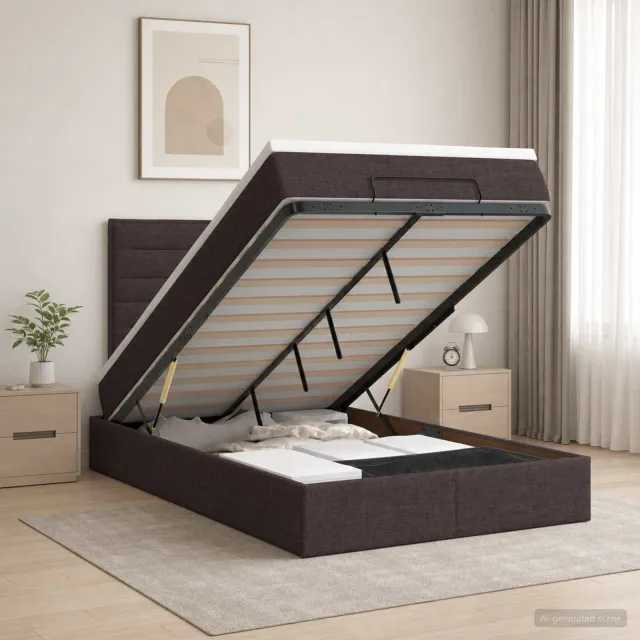 vidaXL Ottoman bed met matras Donkerbruin 120 x 200 cm Stof