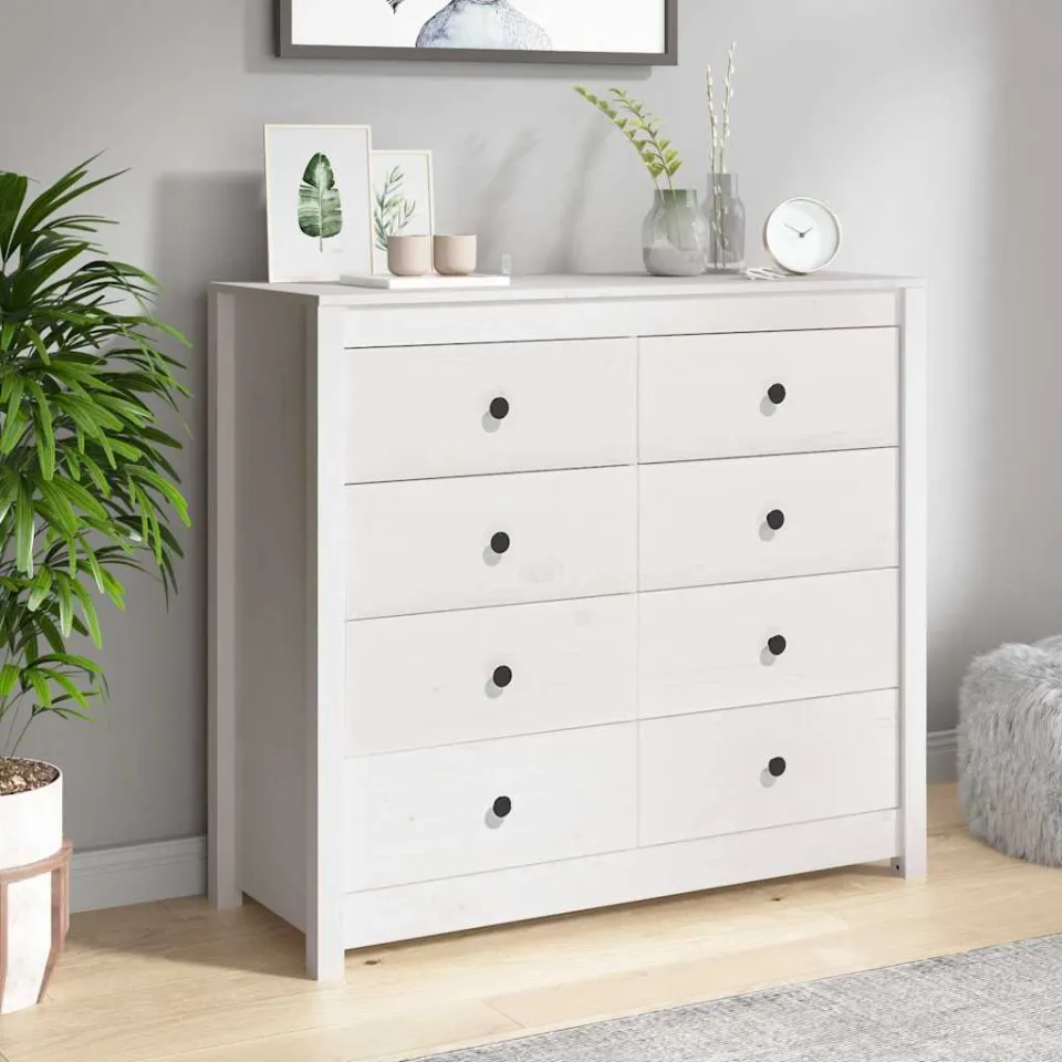 vidaXL Dressoir 100x40x90 cm massief grenenhout wit, foto 2