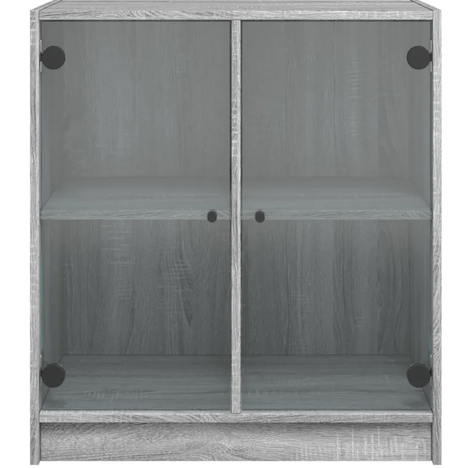 vidaXL Bijzetkast met glazen deuren 68x37x75,5 cm grijs sonoma eiken, foto 4
