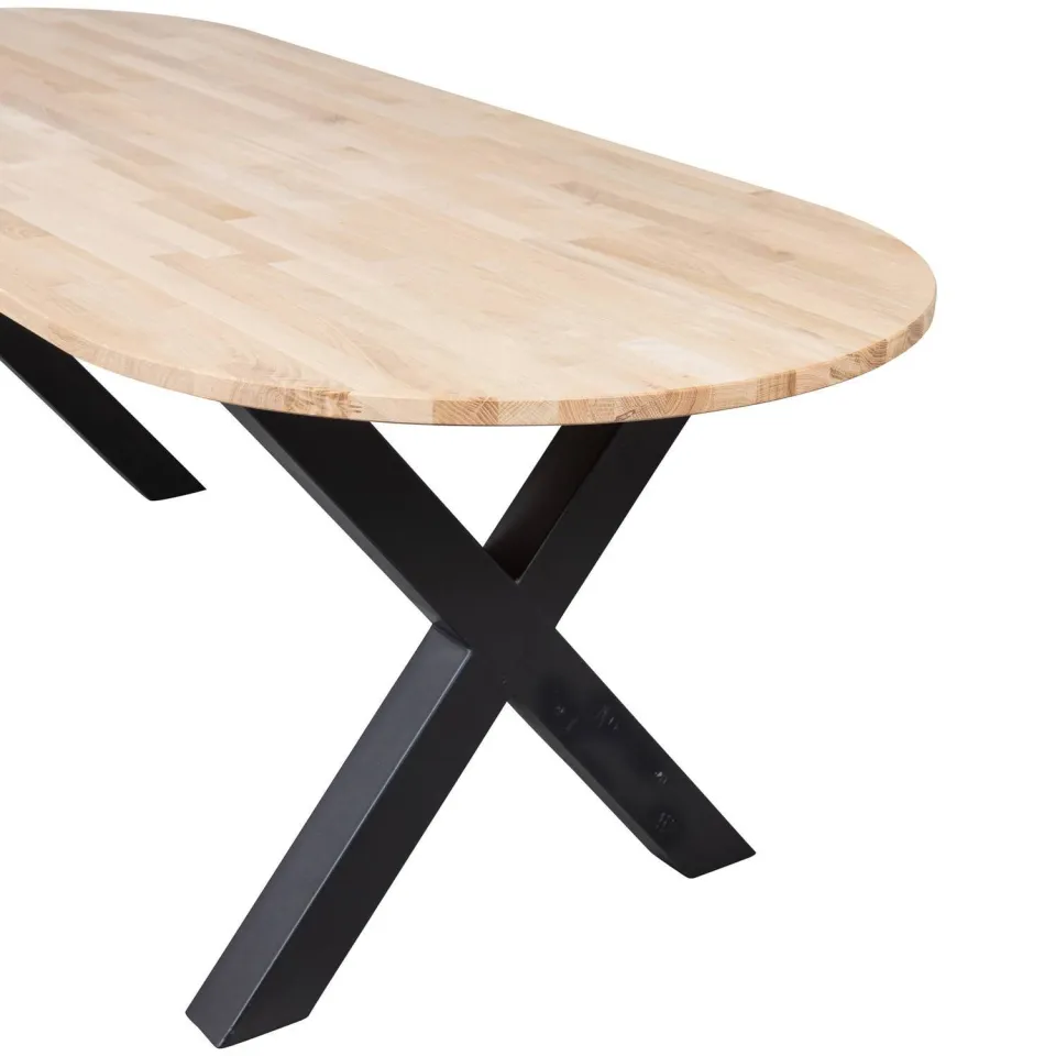 WOOOD Tablo Tafel Ovaal met Alkmaar Poot - Eiken/Metaal - 75x220x90, foto 2