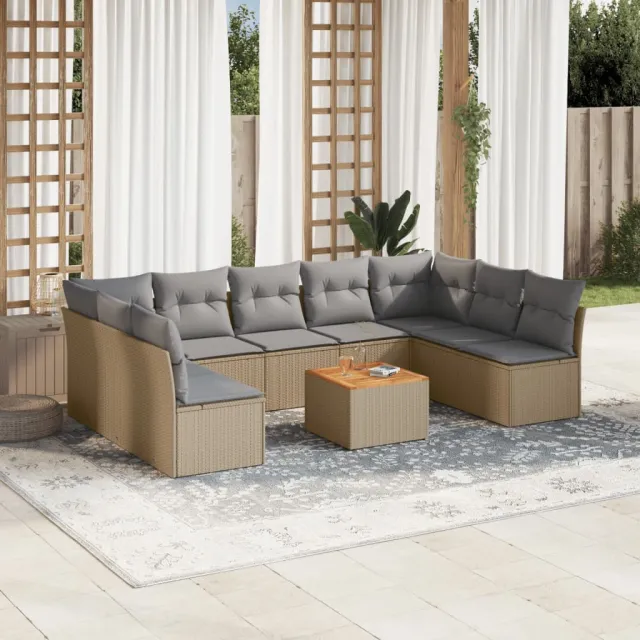 vidaXL Patio Sofa Set 9-zits Beige mix en grijs, foto 2
