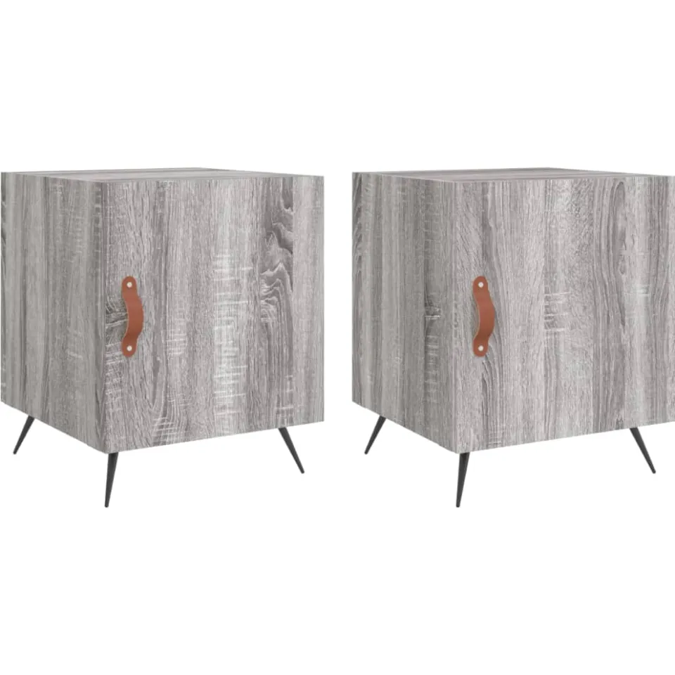 vidaXL Nachtkastjes 2 st 40x40x50 cm bewerkt hout grijs sonoma eiken