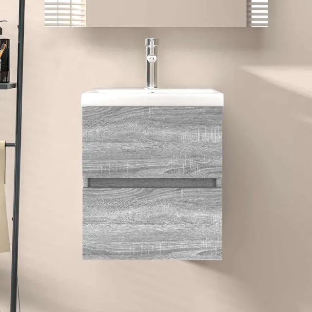 vidaXL Wastafelkast 41x38,5x45 cm bewerkt hout grijs sonoma eikenkleur, foto 2