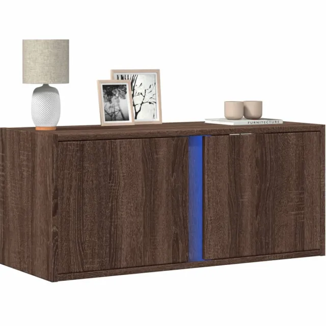 vidaXL Tv-wandmeubel met LED-verlichting 80x31x35 cm bruin eikenkleur