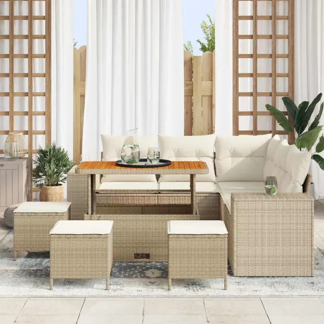 vidaXL Tuin Sofa Set 9 st Beige poly rattan