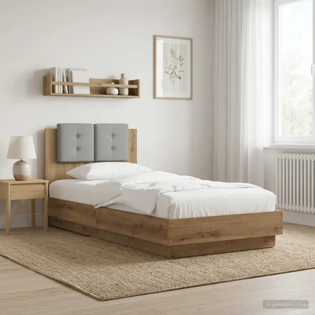 vidaXL Bedframe met Hoofdeinde Artisanaal eiken 80 x 200 cm Bruin