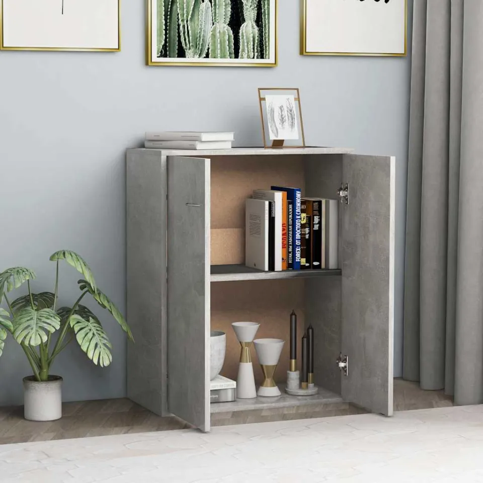 vidaXL Dressoir 60x30x75 cm bewerkt hout betongrijs grijs, foto 3