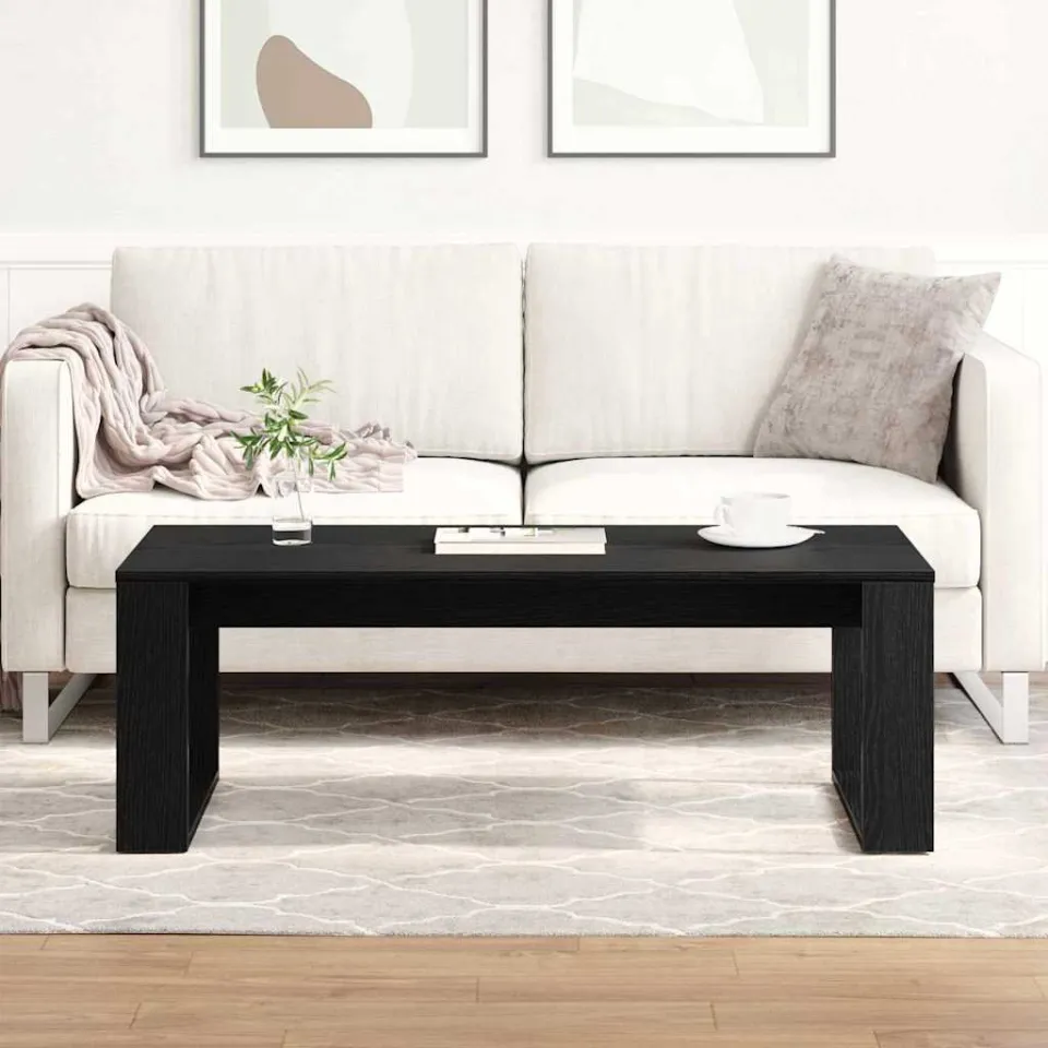 vidaXL Salontafel Zwart Eiken 102 x 50 x 35 cm Bewerkt hout, foto 4