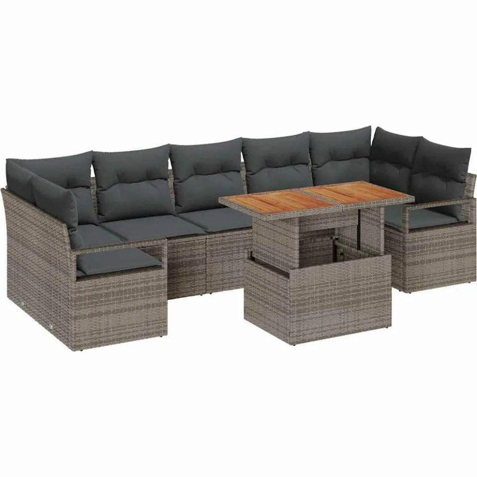 vidaXL Tuin Sofa Set 8 st Grijs Poly riet