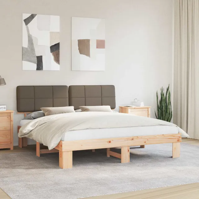 vidaXL Bedframe met Gevoerd Hoofdgedeelte Taupe 200 x 200 cm