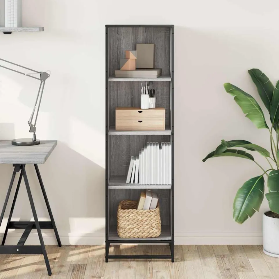 vidaXL Boekenkast 40x35x139 cm bewerkt hout grijs sonoma eikenkleurig, foto 2