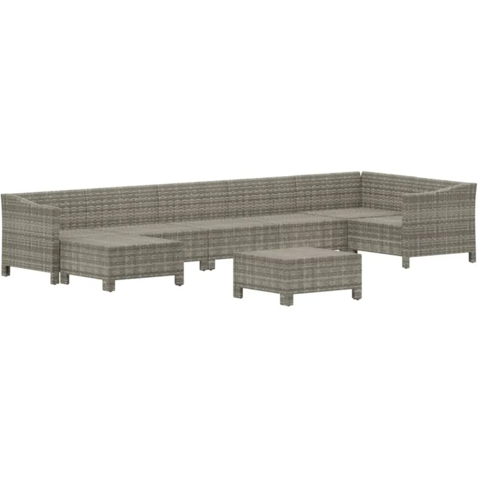 vidaXL 8-delige Loungeset met kussens poly rattan grijs, foto 3