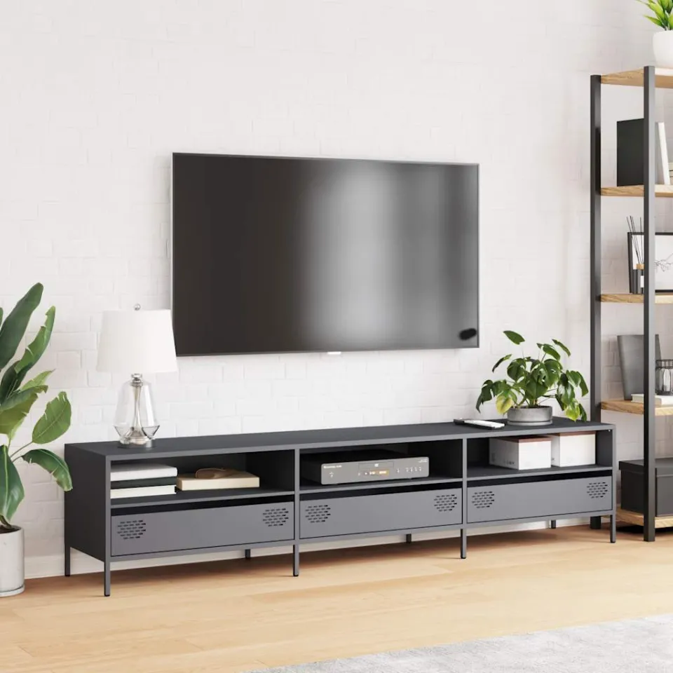 vidaXL Tv-meubel 202x39x43,5 cm koudgewalst staal antracietkleurig, foto 3