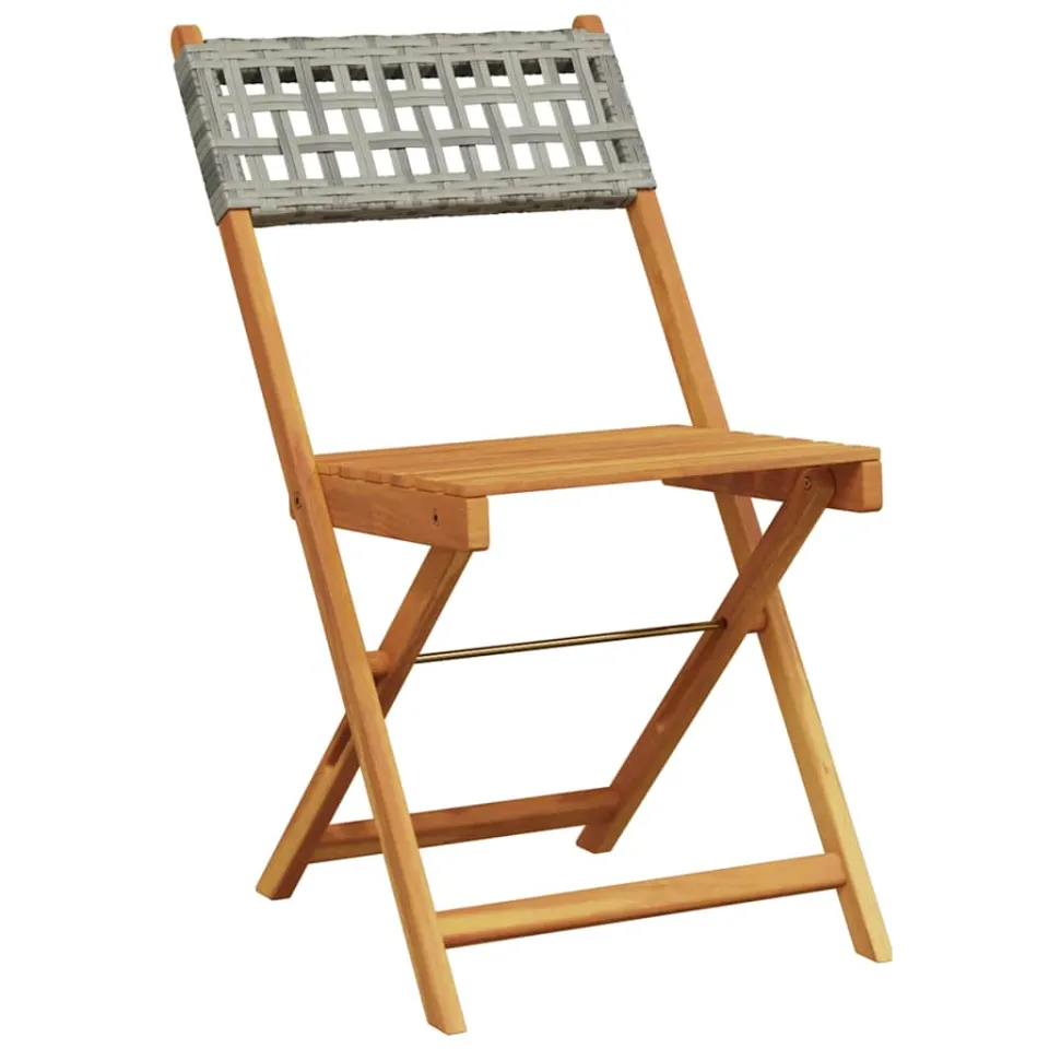 vidaXL 3-delige Bistroset poly rattan en massief hout grijs