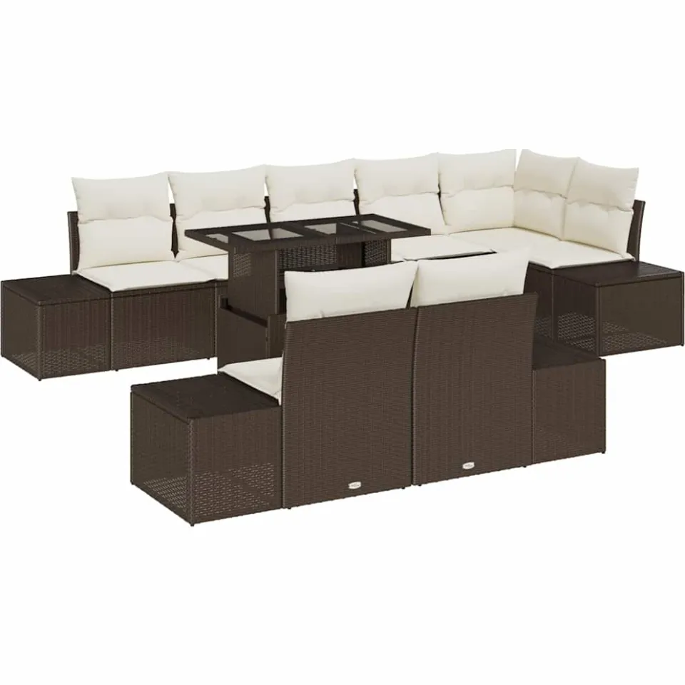 vidaXL Tuin Sofa Set 9 st Bruin poly rattan, foto 4