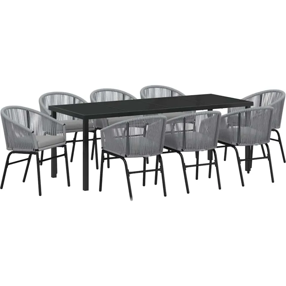 vidaXL Tuin eettafelset 9 st Antraciet Gepoedercoat staal, foto 3