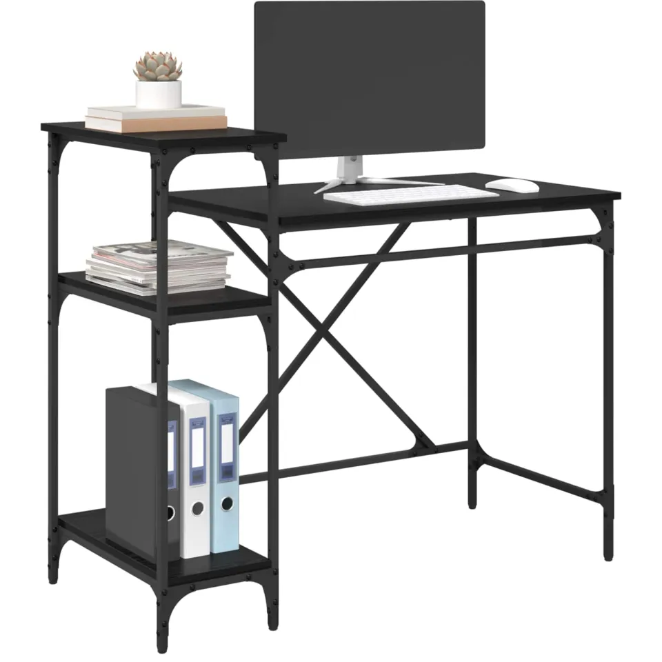 vidaXL Bureau Zwart Eiken Bewerkt hout 105 x 50 x 90 cm