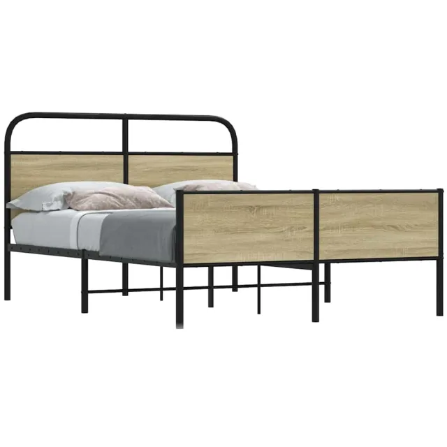 vidaXL Bedframe zonder matras bewerkt hout sonoma eikenkleur 140x200cm