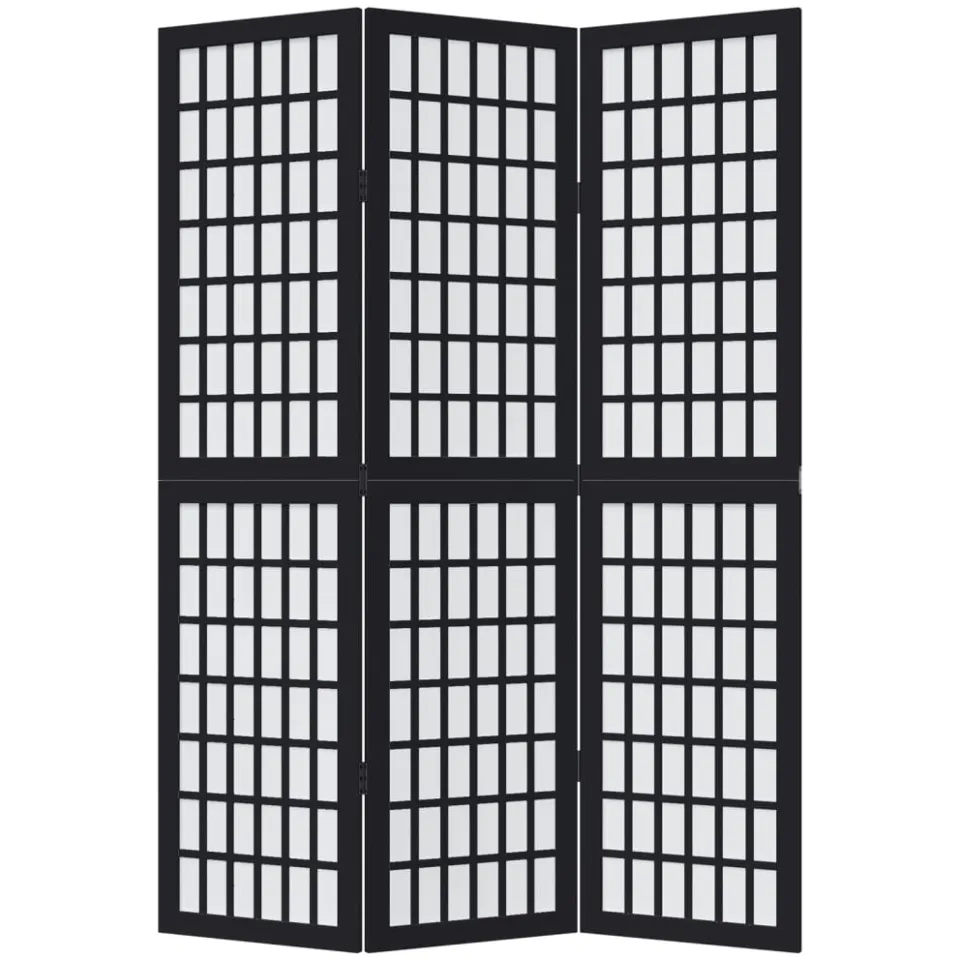 vidaXL Kamerscherm met 3 panelen massief paulowniahout zwart, foto 4