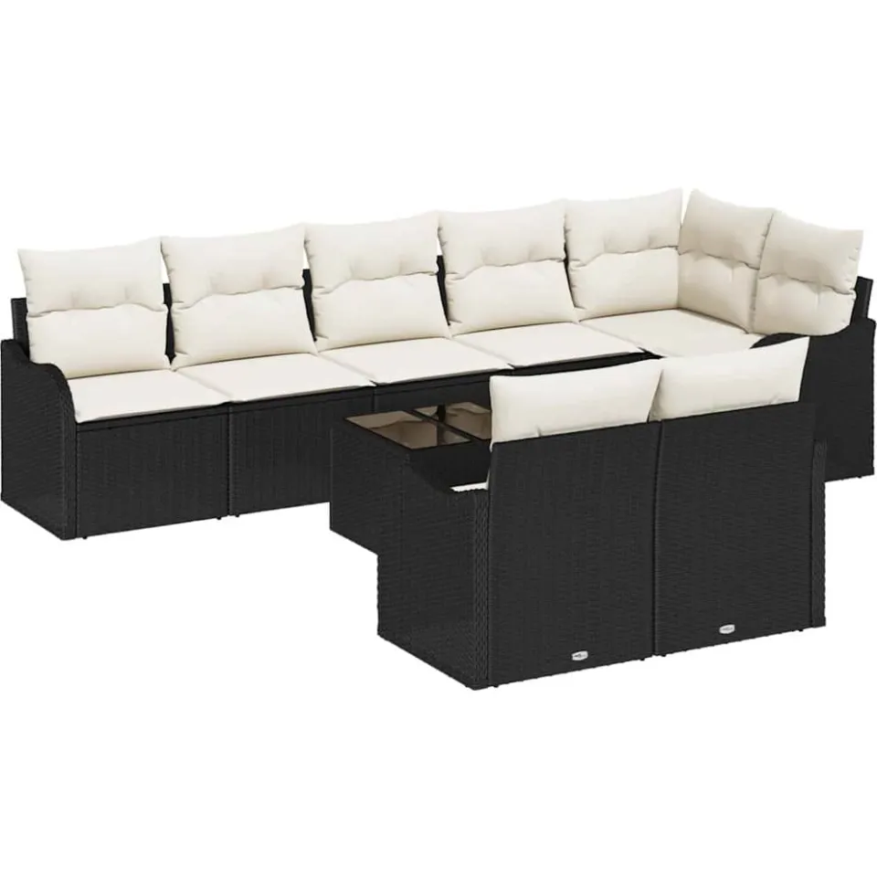 vidaXL Tuin Sofa Set Zwart poly rattan