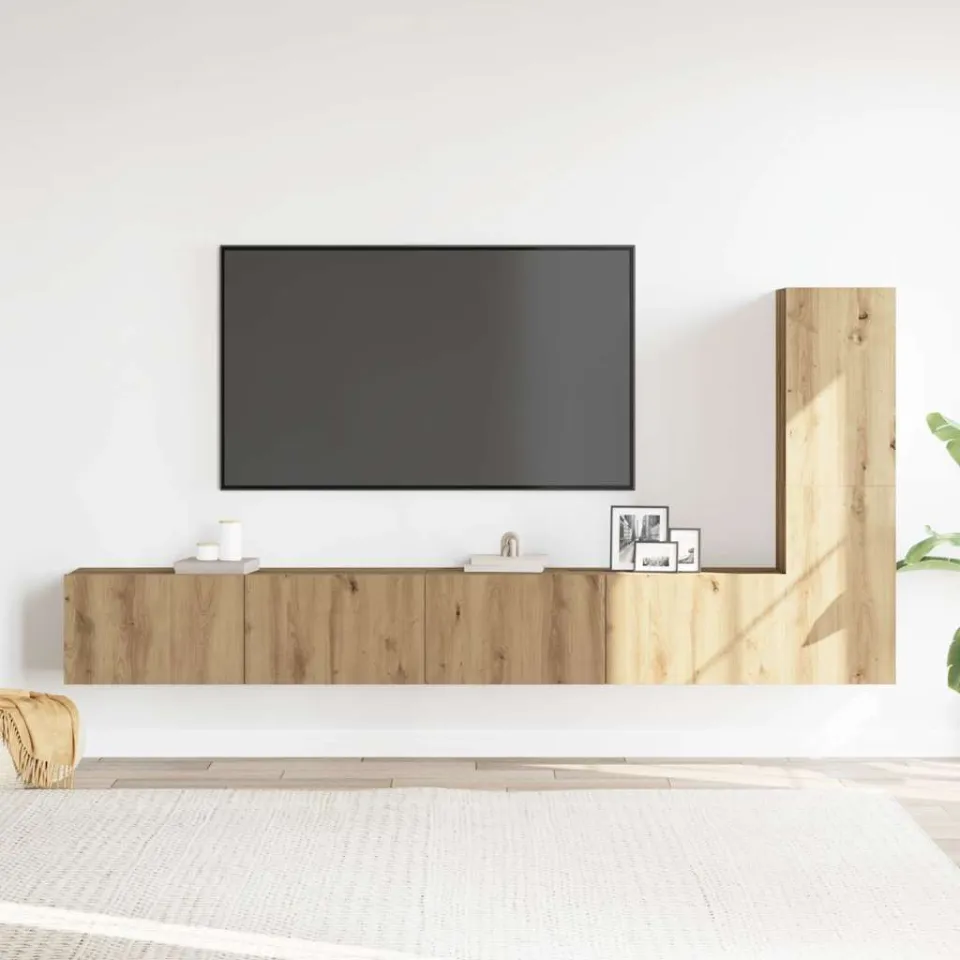 vidaXL 3-delig Tv-meubelset wandmontage bewerkt hout artisanaal eiken, foto 2