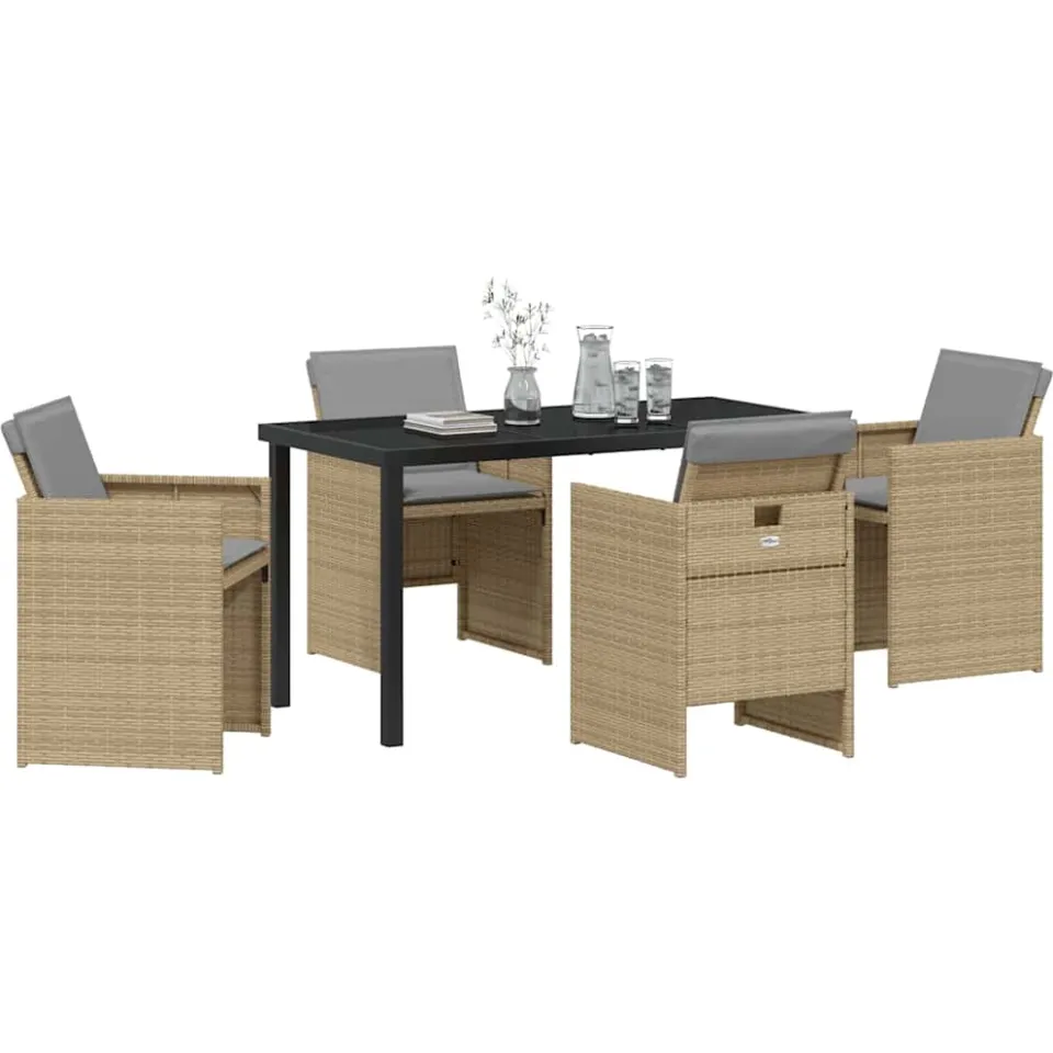 vidaXL Tuin eettafelset 5 st Beige poly rattan