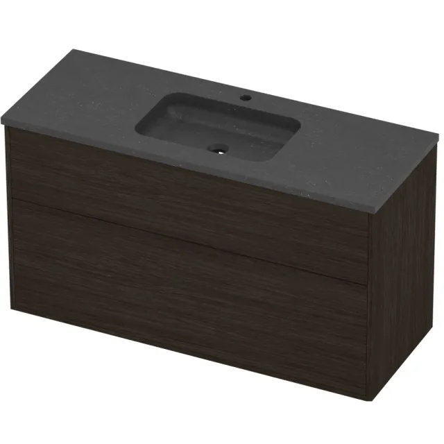 Proline Rollo Badmeubelset Hardsteen Elegant Midden 1 Gat 120x46x67 cm Blue Stone Mokka Oak Eiken