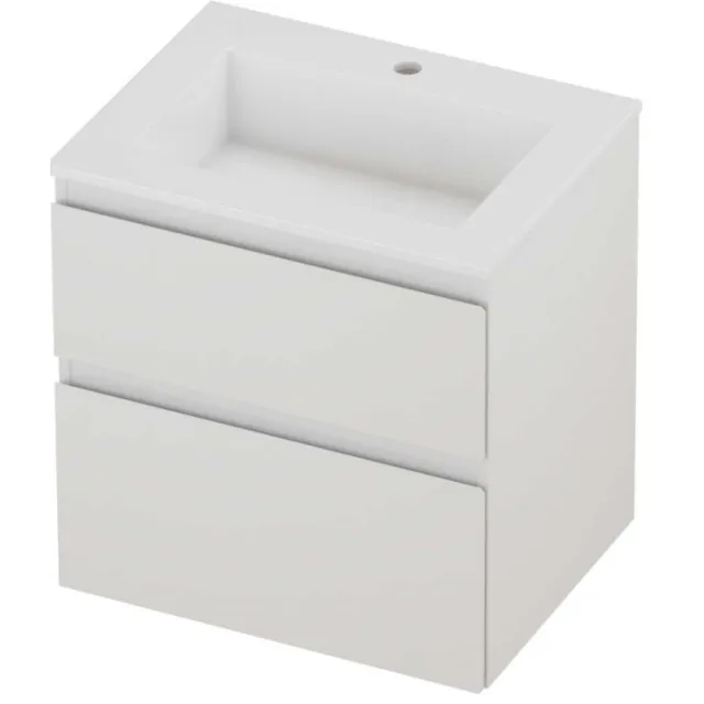 Proline Aristo Badmeubelset Polystone Elegant 1 Kraangat 60x46x62 cm Glans Wit Glans Wit