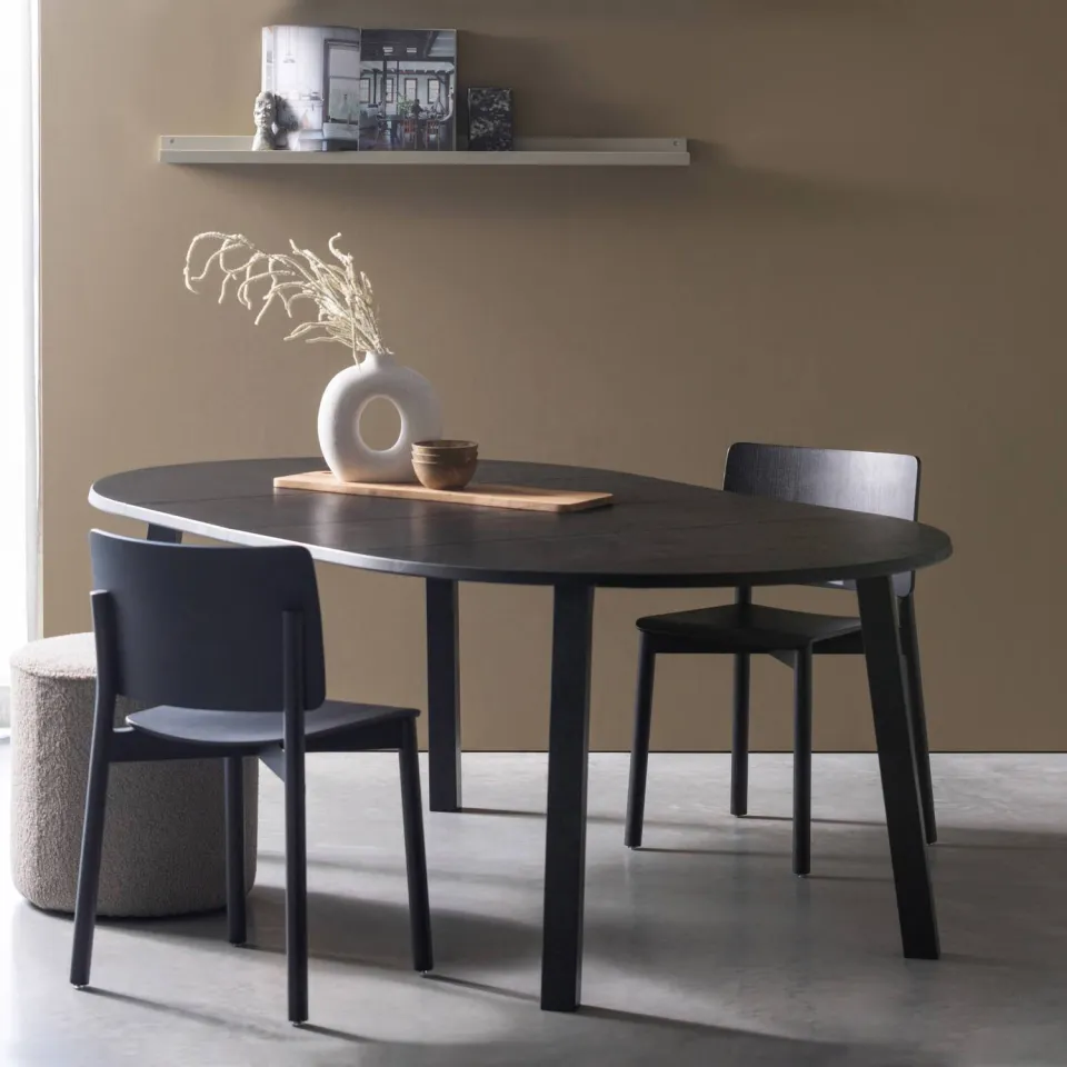 WOOOD Janne Uitschuifbare Eettafel Rond 120Ø cm - Eiken - Dakargrau, foto 3