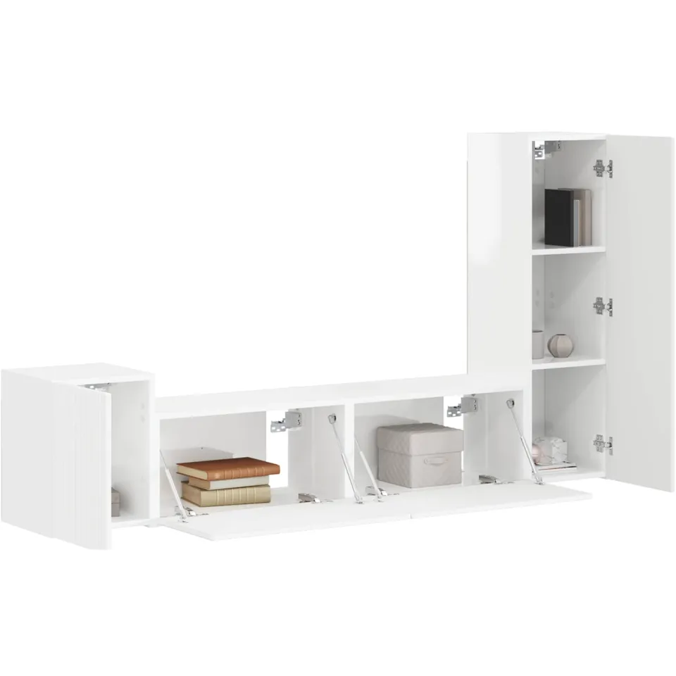 vidaXL Tv-meubelset 4 st 30 x 31 x 100 cm Hoogglans wit